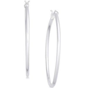 New GIANI BERNINI Large Skinny Hoop Earrings in Sterling Silver